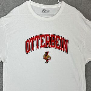 Otterbein Cardinals T-Shirt Adult XL White Crew Neck Long Sleeve Tee Men Russell